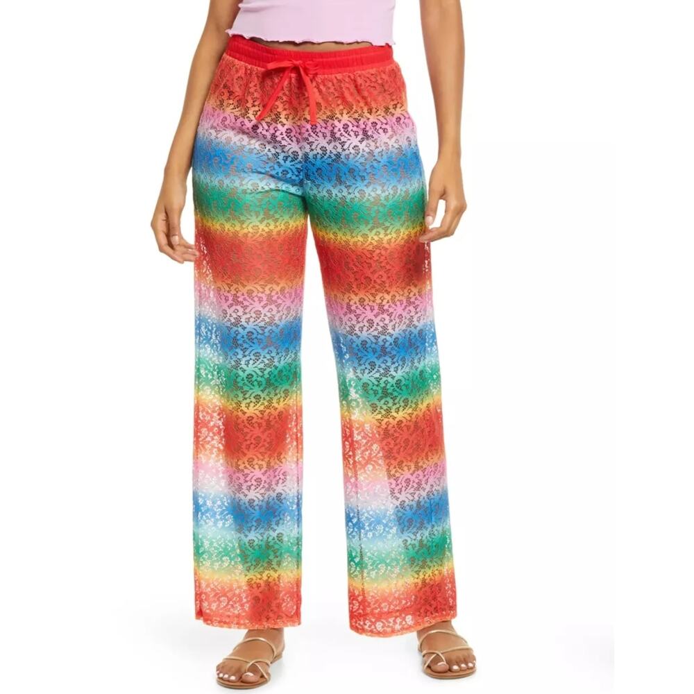 Nordstrom BP. Pride Rainbow Ombre Laci Lace Swim Coverup Pants Size XXL, NWT